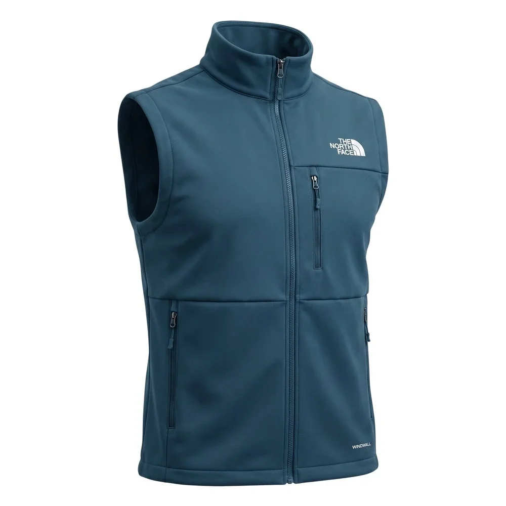 The North Face Mens WindWall Softshell Vest Blue Full Zip Grid Fleece Large L